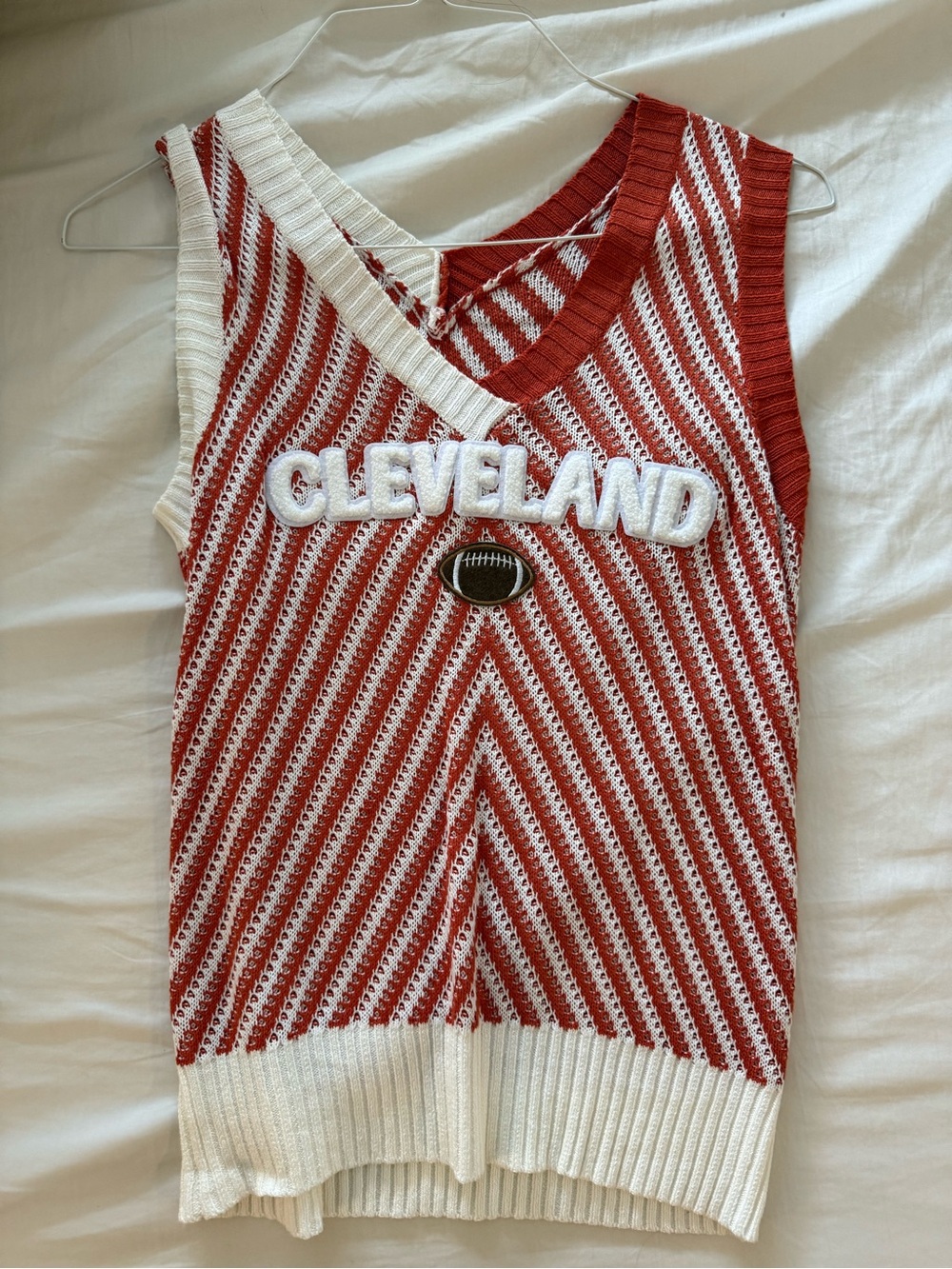 Cleveland Orange & White Knit Football Sweater Vest